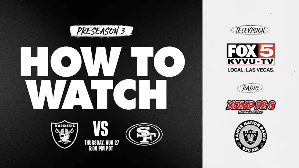 How to watch, listen to and livestream Raiders vs. 49ers