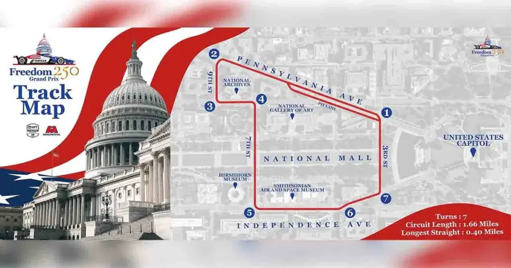 See a map of the Freedom 250 Grand Prix circuit in D.C. - The Washington Post