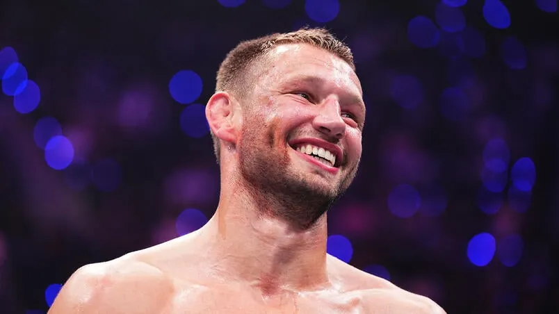Reinier de Ridder of The Netherlands reacts after a victory against Kevin Holland in a middleweight fight during the UFC 311 event at Intuit Dome on January 18, 2025 in Inglewood, California. (Photo by Jeff Bottari/Zuffa LLC)