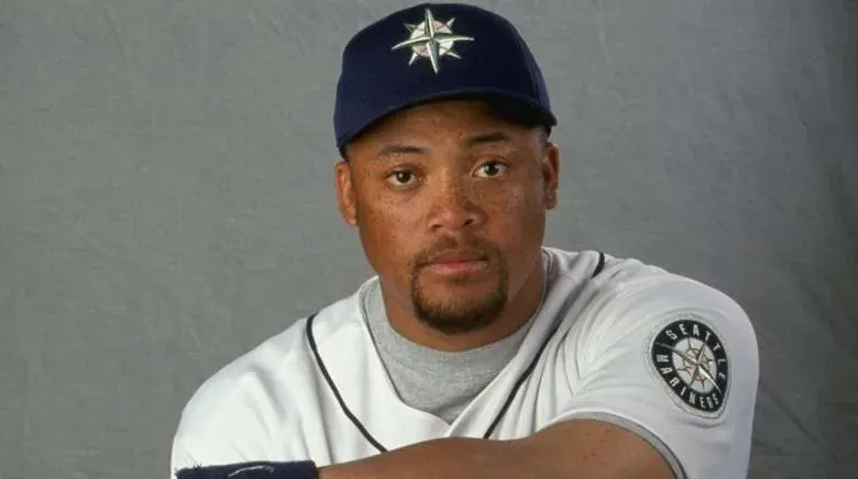Outfielder Butch Huskey with the Seattle Mariners in 1999 before being traded to the Red Sox that year.