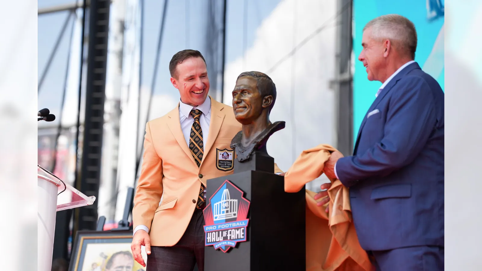 Saints legend Drew Brees was enshrined in the Pro Football Hall of Fame on Saturday, Aug. 8, in Canton, Ohio, with former Saints head coach Sean Payton serving as his presenter and several former teammates attending in support of the quarterback.